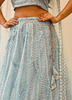 Image of Sky Blue Sequined Net Lehenga Set with Embroidered Dupatta