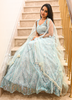 Image of Sky Blue Sequined Net Lehenga Set with Embroidered Dupatta
