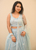 Image of Sky Blue Sequined Net Lehenga Set with Embroidered Dupatta