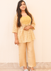 Image of Yellow Embroidered Georgette Co-ord Set