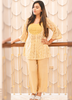 Image of Yellow Embroidered Georgette Co-ord Set