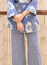 Load image into Gallery viewer, Blue Floral Collared Cotton Co-ord Set – 2 Pc | Stretchy &amp; Summer-Perfect