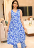 Image of Summer-Friendly Stretch Rayon Kurta & Bottom Set – Floral Blue (2-Piece Set)