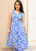 Image of Summer-Friendly Stretch Rayon Kurta & Bottom Set – Floral Blue (2-Piece Set)