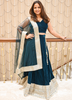 Image of Royal Teal Blue Velvet Lehenga Set with Embroidered Net Dupatta