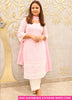 Image of Blush Bloom Pink Georgette Kurta Set with Chiffon Dupatta
