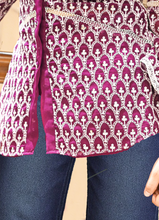 Load image into Gallery viewer, Deep Purple Embroidered Georgette Shirt – Mirror Work | 3/4 Sleeves