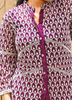 Image of Deep Purple Embroidered Georgette Shirt – Mirror Work | 3/4 Sleeves