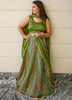 Image of Royal Red Mirror Work Bandhani Lehenga Set