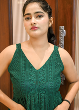 Load image into Gallery viewer, Emerald Green Textured Sleeveless Peplum Top
