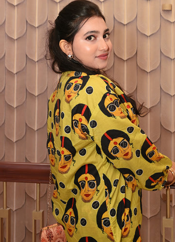 Bold Face Print Pure Cotton Co-ord Set – Full Sleeves & Pants With pocket (2-Piece)