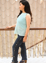 Load image into Gallery viewer, Aqua Bloom Pure Cotton Sleeveless Eyelet Top