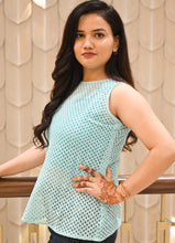 Load image into Gallery viewer, Aqua Bloom Pure Cotton Sleeveless Eyelet Top