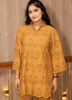 Image of Mustard Yellow Cotton Schiffli Co-ord Set (3-Piece)