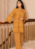 Image of Mustard Yellow Cotton Schiffli Co-ord Set (3-Piece)