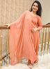 Image of Noor Peach Pure Cotton Embroidered Suit Set with Dupatta