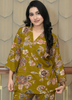 Image of Premium Floral Printed Rayon Co-ord Set – Mustard Yellow (2-Piece Set)