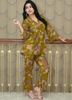 Image of Premium Floral Printed Rayon Co-ord Set – Mustard Yellow (2-Piece Set)
