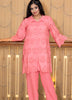 Image of Elegant peach Cotton Chikankari Co-ord Set – 3 Piece (Top, Pant & Inner)