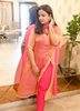 Image of Shiny Pink Fendy Kurta Set with Chiffon Dupatta