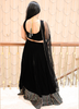 Image of Black Velvet Semi-Stitched Lehenga Set with Net Dupatta