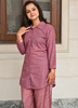 Image of Embroidered Cotton Kurta & Shantoon Pants Co-ord Set – Rosewood Charm