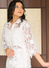Image of White Floral Embroidered Net Shirt – Sheer Elegance with 3/4 Sleeves