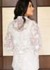 Image of White Floral Embroidered Net Shirt – Sheer Elegance with 3/4 Sleeves
