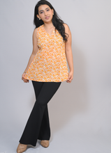 Load image into Gallery viewer, Yellow Floral Print Cotton Sleeveless Top
