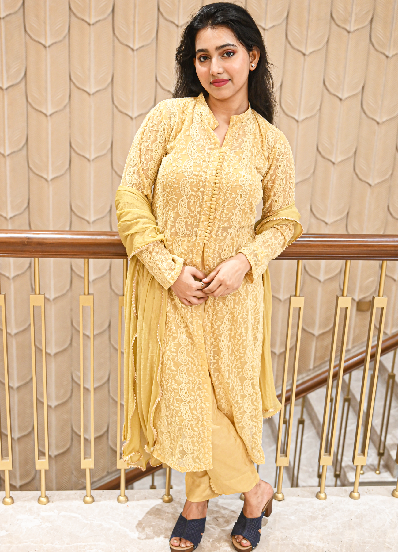 Mustard Yellow Embroidered Kurta Set with Dupatta