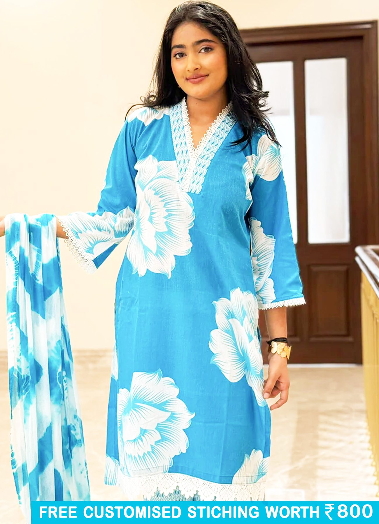 Blue Radiance Floral Printed Co-ord in Soft Cotton
