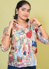 Image of Vintage Print Royal Mango Silk Shirt for Women