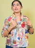 Image of Vintage Print Royal Mango Silk Shirt for Women