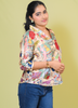 Image of Vintage Print Royal Mango Silk Shirt for Women
