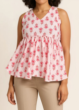 Load image into Gallery viewer, Blush Pink Floral Peplum Top