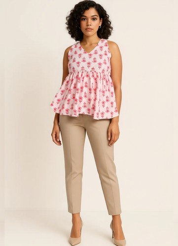 Blush Pink Floral Peplum Top