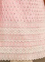 Load image into Gallery viewer, Blush Bloom Pink Georgette Kurta Set with Chiffon Dupatta