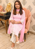 Image of Blush Bloom Pink Georgette Kurta Set with Chiffon Dupatta