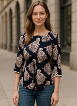 Load image into Gallery viewer, Black Paisley Print Top