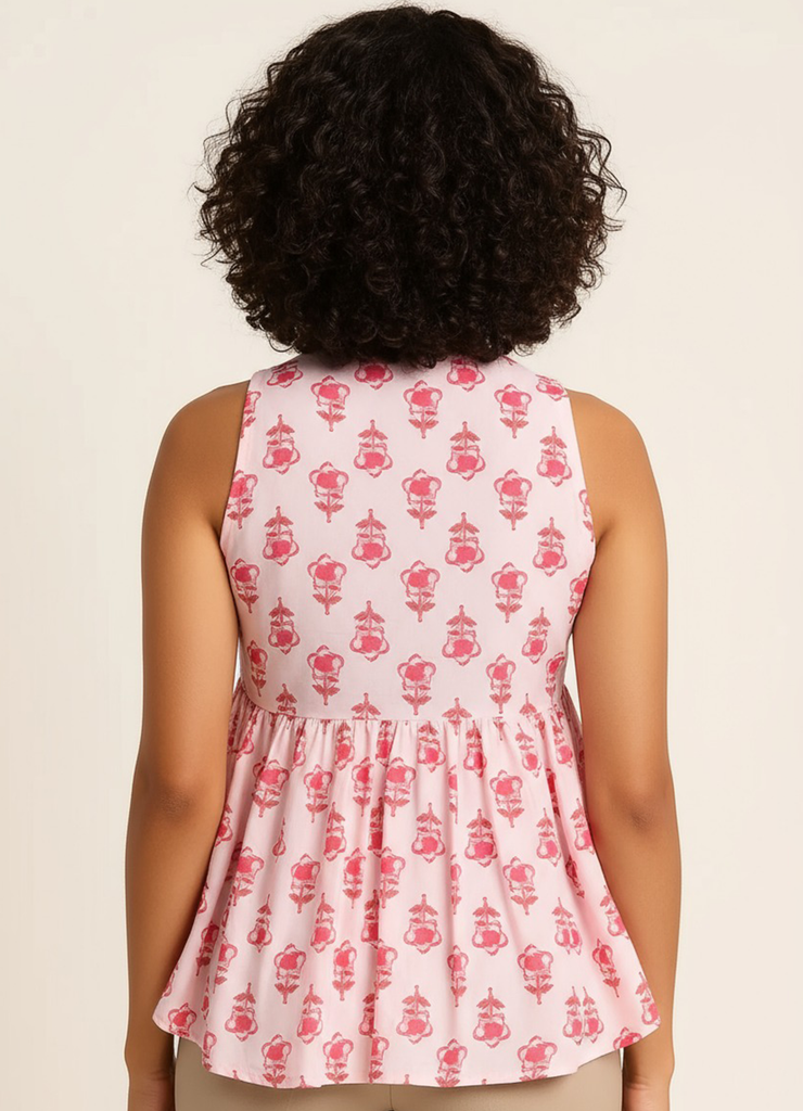 Blush Pink Floral Peplum Top