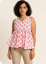 Load image into Gallery viewer, Blush Pink Floral Peplum Top