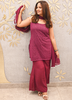 Image of Wine Red Georgette Kurta Set with Chiffon Dupatta