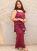 Image of Wine Red Georgette Kurta Set with Chiffon Dupatta