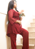 Image of Maroon Georgette Pintuck Co-Ord Set
