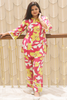 Image of Tropical Bloom Red & Yellow Floral Rayon Co-Ord Set