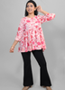 Image of Pink Floral Cotton-Rayon Flared Top