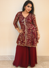 Image of Maroon Georgette Shrug Style Lehenga Set with Sequin Embroidery