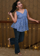 Load image into Gallery viewer, Indigo Bloom Pure Cotton Flared Sleeveless Top