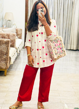 Load image into Gallery viewer, Heart-Printed Cotton Shirt &amp; Shantoon Trouser Co-ord Set