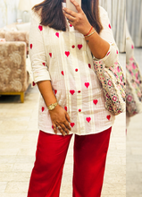 Load image into Gallery viewer, Heart-Printed Cotton Shirt &amp; Shantoon Trouser Co-ord Set